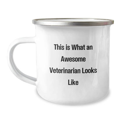 Veterinarian Gifts for Graduation - Funny Quote Camping Mug, Gifts from Family, Friends, Coworkers, For Veterinarian Men, Women, 12 oz Stainless Steel with Enamel Finish - Image 1