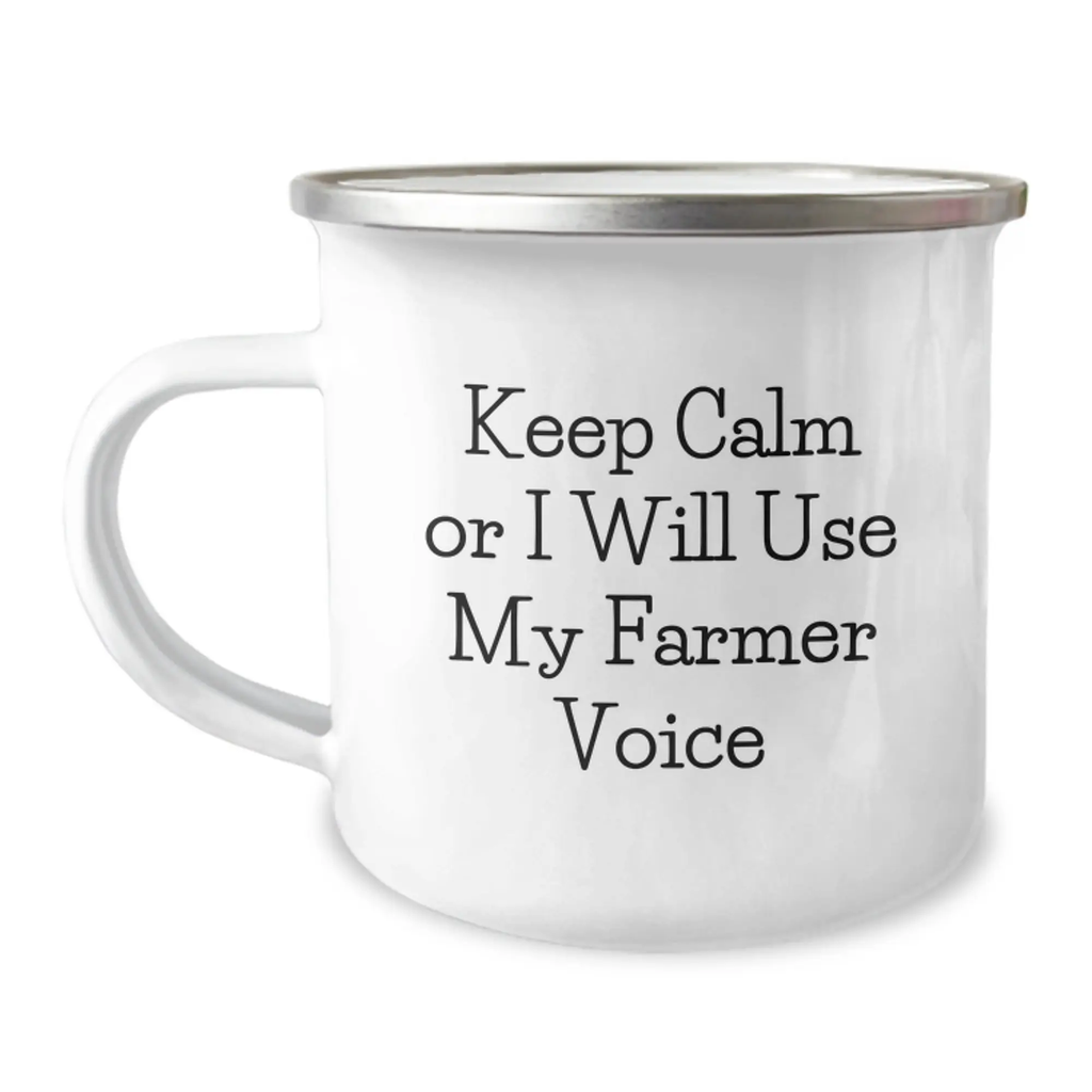 Funny Farmer Gifts for Mom - Keep Calm Or I Will Use My Farmer Voice Camping Mug - Unique Gifts from Family to Farmer Women - Image 1