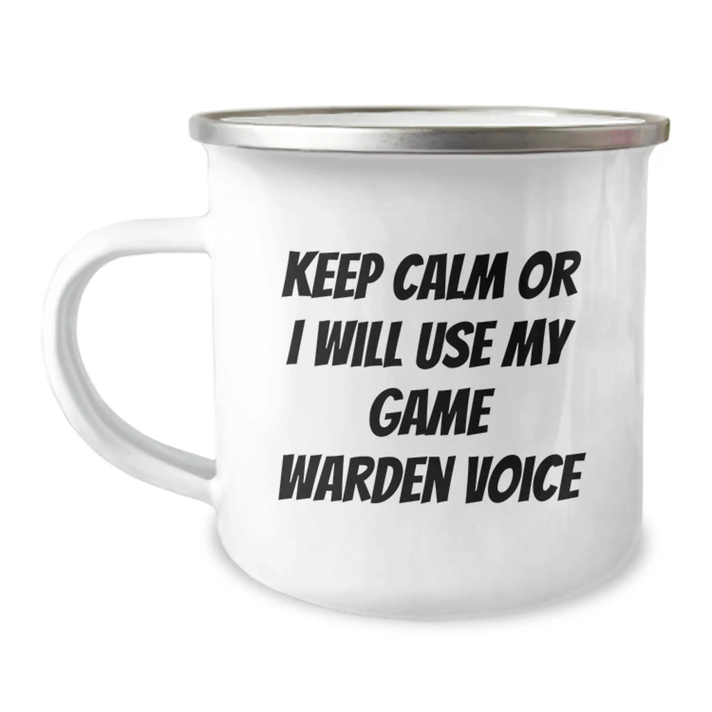 Funny Game Warden Gifts from Men, Keep Calm and Let the Game Warden Voice Do the Talking - Camping Mug for Game Wardens on Mother's Day - Image 1