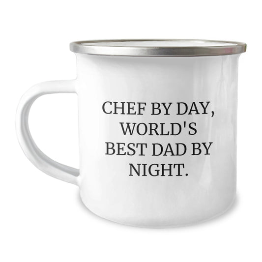 Funny Chef Gifts from Dad to Grad Chef By Day, World's Best Dad By Night., Camping Mugs for Men, Unique Graduation Gifts - Image 1