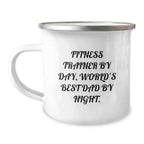 Funny Fitness Trainer Gifts for Him, World's Best Dad Camping Mug, Funny Christmas Unique Gifts from Dad to Fitness Trainer
