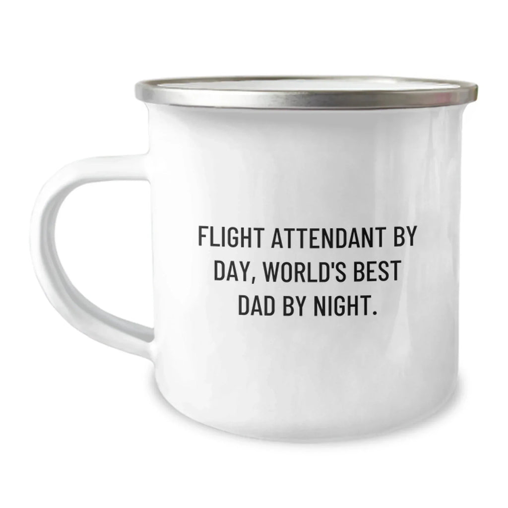 Flight Attendant Gifts from Men, Funny Camping Mug, Flight Attendant By Day, World's Best Dad By Night Christmas Unique Gifts