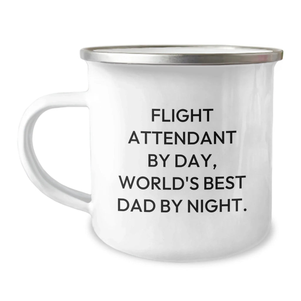 Flight Attendant Gifts from Men - Funny Camping Mug for Flight Attendant By Day, World's Best Dad By Night - Unique Christmas Unique Gifts for Friend Family Members