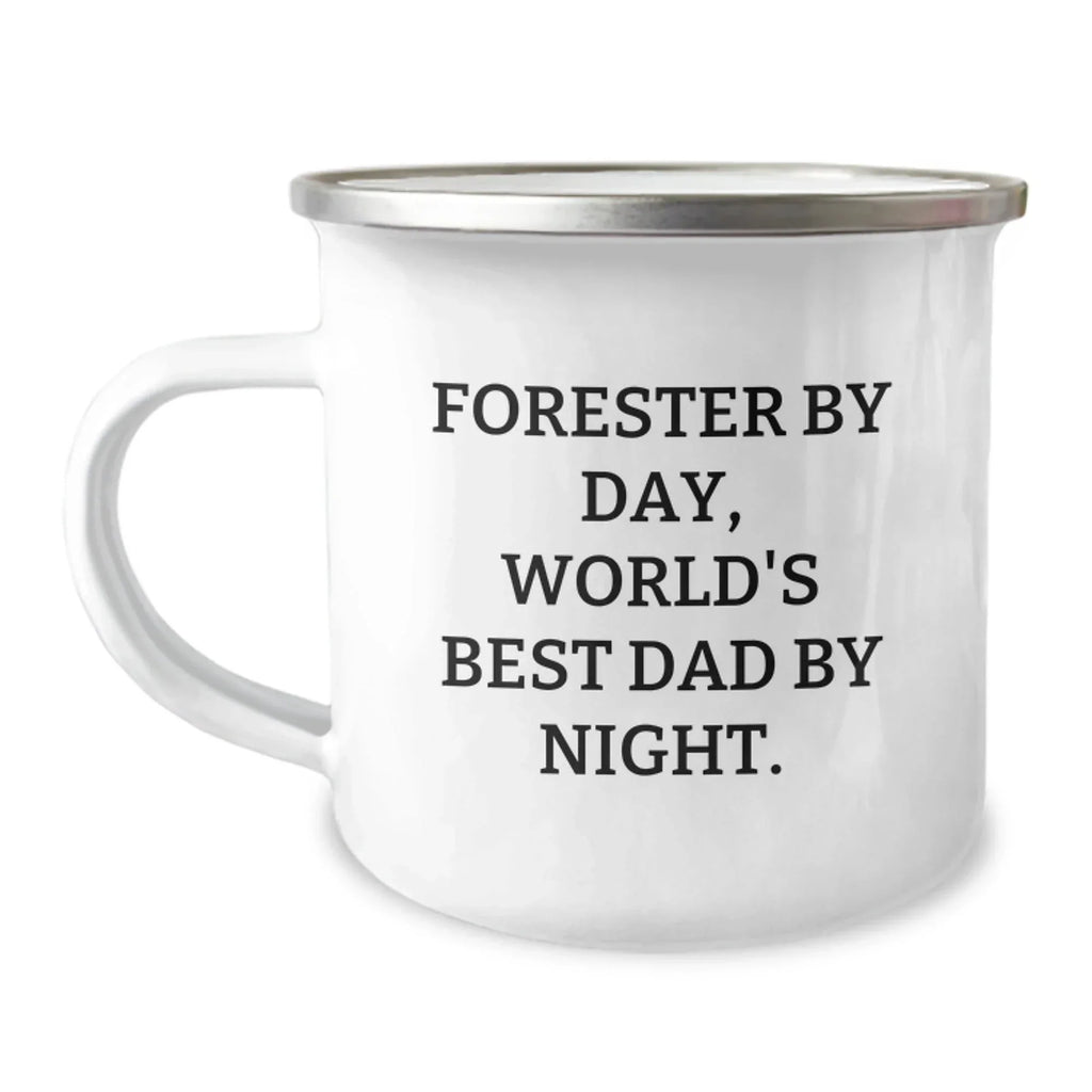 Forester Gifts for Men, Funny Camping Mug, 'Forester By Day, World's Best Dad By Night', Unique Christmas Unique Gifts from Men