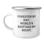 Forester Gifts for Men, Funny Camping Mug, 'Forester By Day, World's Best Dad By Night', Unique Christmas Unique Gifts from Men