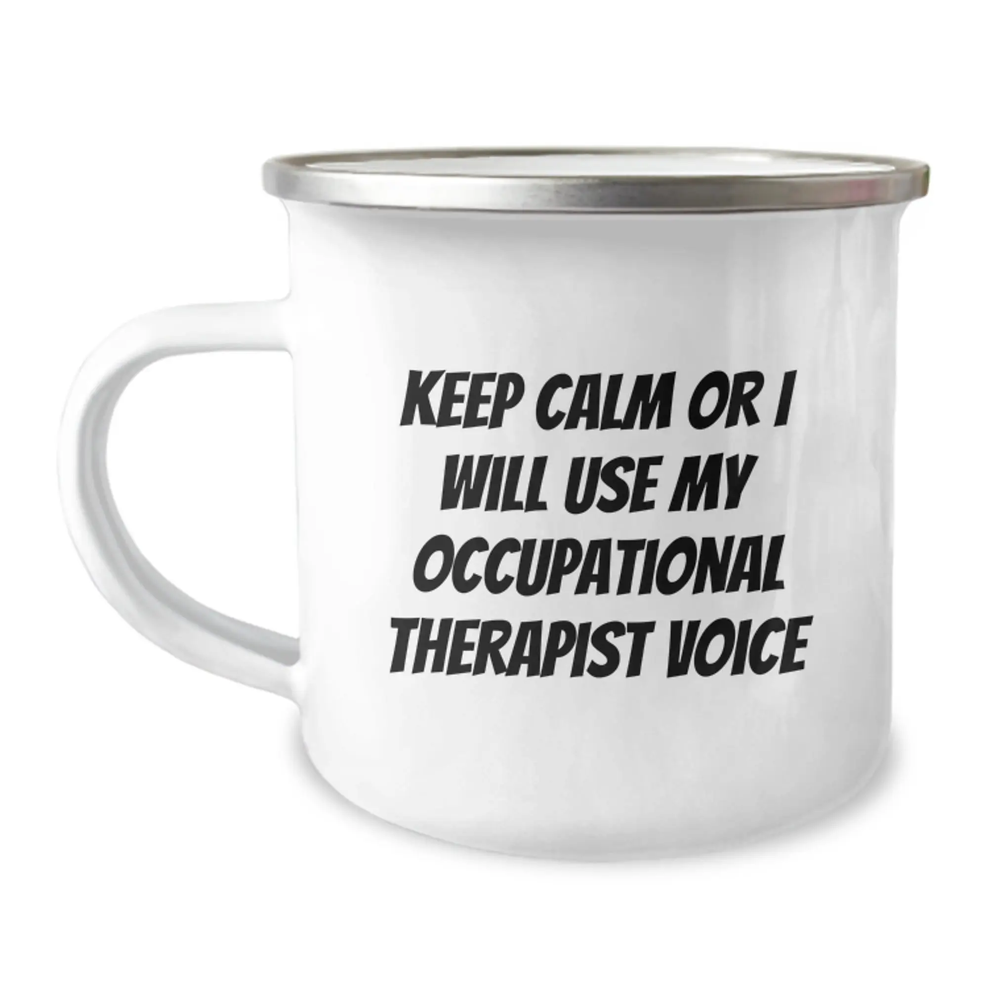 Occupational Therapist Gifts for Men, Funny Camping Mug, Keep Calm Or I Will Use My Occupational Therapist Voice, Unique Father's Day Unique Gifts for Him - Image 1