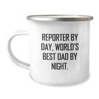 Funny Reporter Gifts for Men, Reporter By Day World's Best Dad By Night Birthday Unique Gift for Camping Mug - Image 1