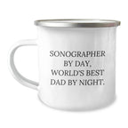 Funny Sonographer Gifts from Friends for Valentine's Camping Mug, Sonographer By Day, World's Best Dad By Night Mug, Perfect for Sonographer Enthusiasts