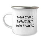 Agent Gifts from Family - Funny Agent By Day World's Best Mom By Night Camping Mug Birthday Unique Gifts - Image 1