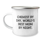 Funny Chemist Gifts for Him Camping Mug - Perfect Birthday Unique Gifts from Family to Chemist By Day, World's Best Dad By Night. - Image 1