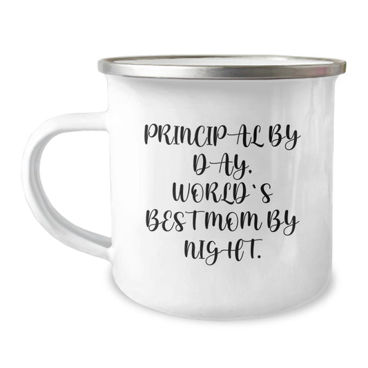 Principal By Day, World's Best Mom By Night. Funny Camping Mug for Graduation Gifts from Family to Principal - Image 1
