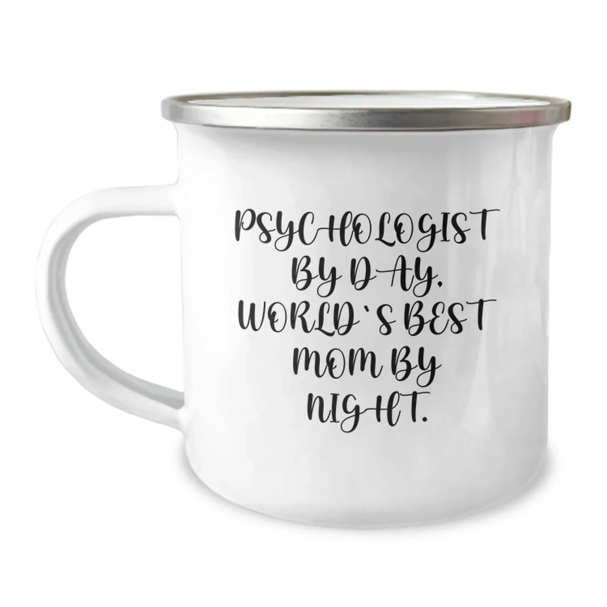 Psychologist Gifts from Mom, Funny Camping Mug for Graduation, 'Psychologist by Day, World's Best Mom by Night' Quote