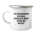 Funny Veterinarian Gifts from Mom - World's Best Veterinarian By Day, Christmas Unique Mugs for Veterinarian Friends