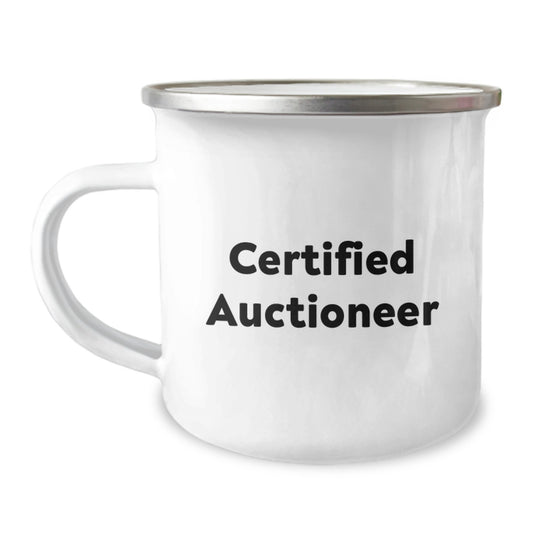 Auctioneer Gifts from Friends, Funny 'Certified Auctioneer' Camping Mug for Birthday - Image 1