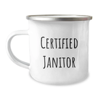 Funny Janitor Gifts from Friends, Christmas Unique Mugs for Janitor, Camping Mug Quote 'Certified Janitor, I'm Not Lazy I'm Just on Energy Saving Mode'