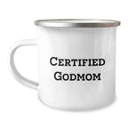 Funny Godmom Gifts from Family, Camping Mug for Godmom, 'Certified Godmom' Quote, Christmas Unique Gifts
