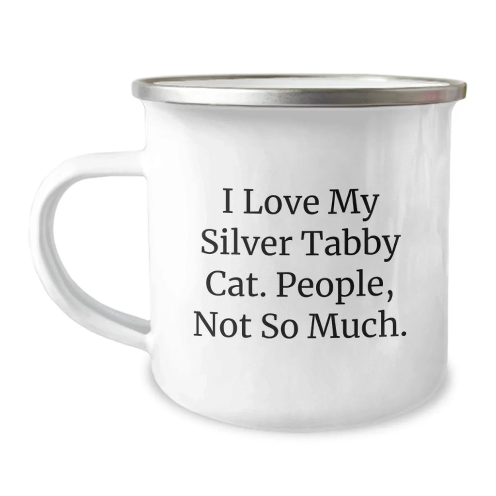 Funny Silver Tabby Cat Camping Mugs Gifts from Men for Silver Tabby Cat Lovers on Christmas Unique