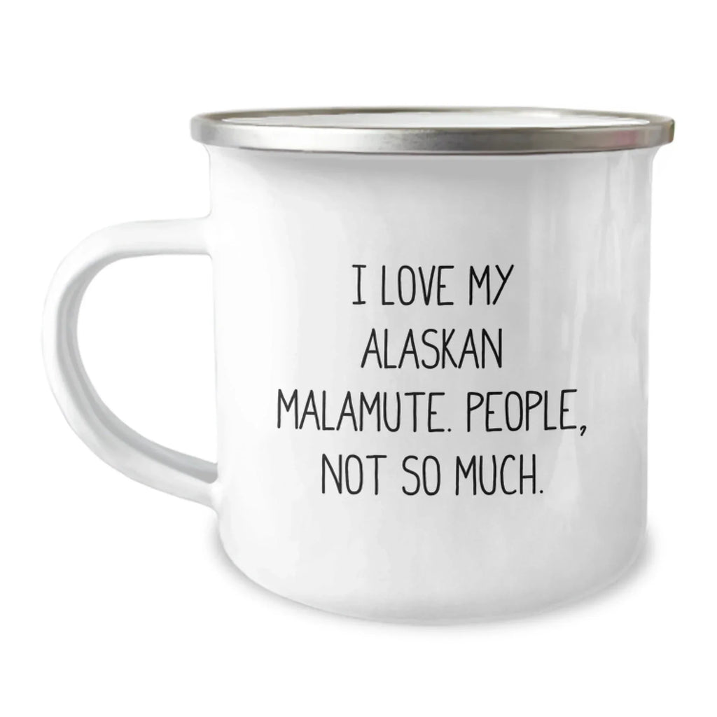 Alaskan Malamute Dog Lover Christmas Camping Mug - Durable Stainless Steel Enamel Finish 12 Oz Coffee Cup For Outdoors