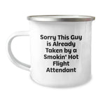 Funny Flight Attendant Gifts for Men from Friends - Smokin' Hot Flight Attendant Camping Mug, Christmas Unique Presents