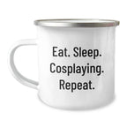 Cosplaying Gifts for Men, Funny Camping Mug, Eat. Sleep. Cosplaying. Repeat., Graduation Gifts from Friends