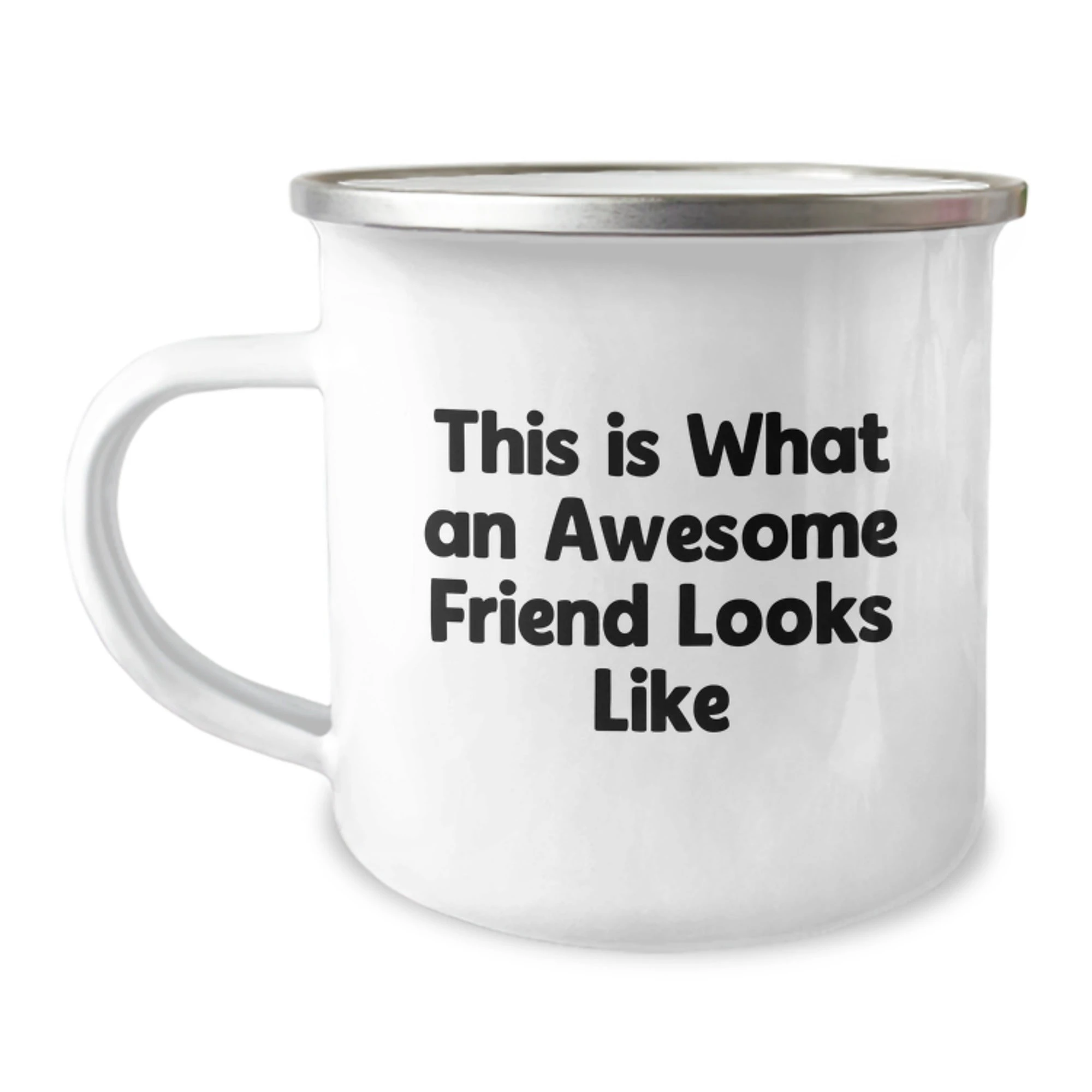 Funny Friend Camping Mug Gifts from Men to Awesome Friends on Valentine's - 'This Is What An Awesome Friend Looks Like' - 12 oz Stainless Steel Enamel Finish