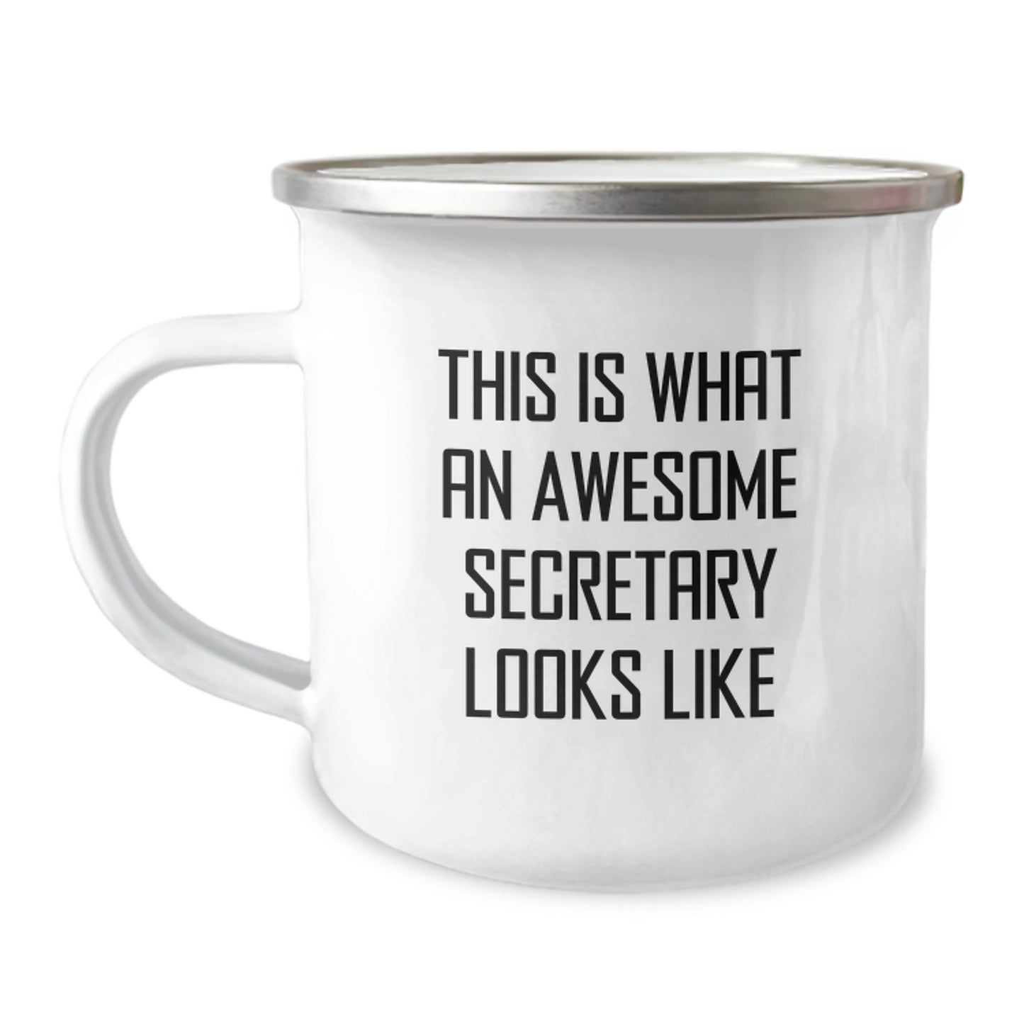 Funny Secretary Gifts from Friends to Awesome Secretaries on Graduation - 'This Is What An Awesome Secretary Looks Like' Printed Stainless Steel Camping Mug - Image 1