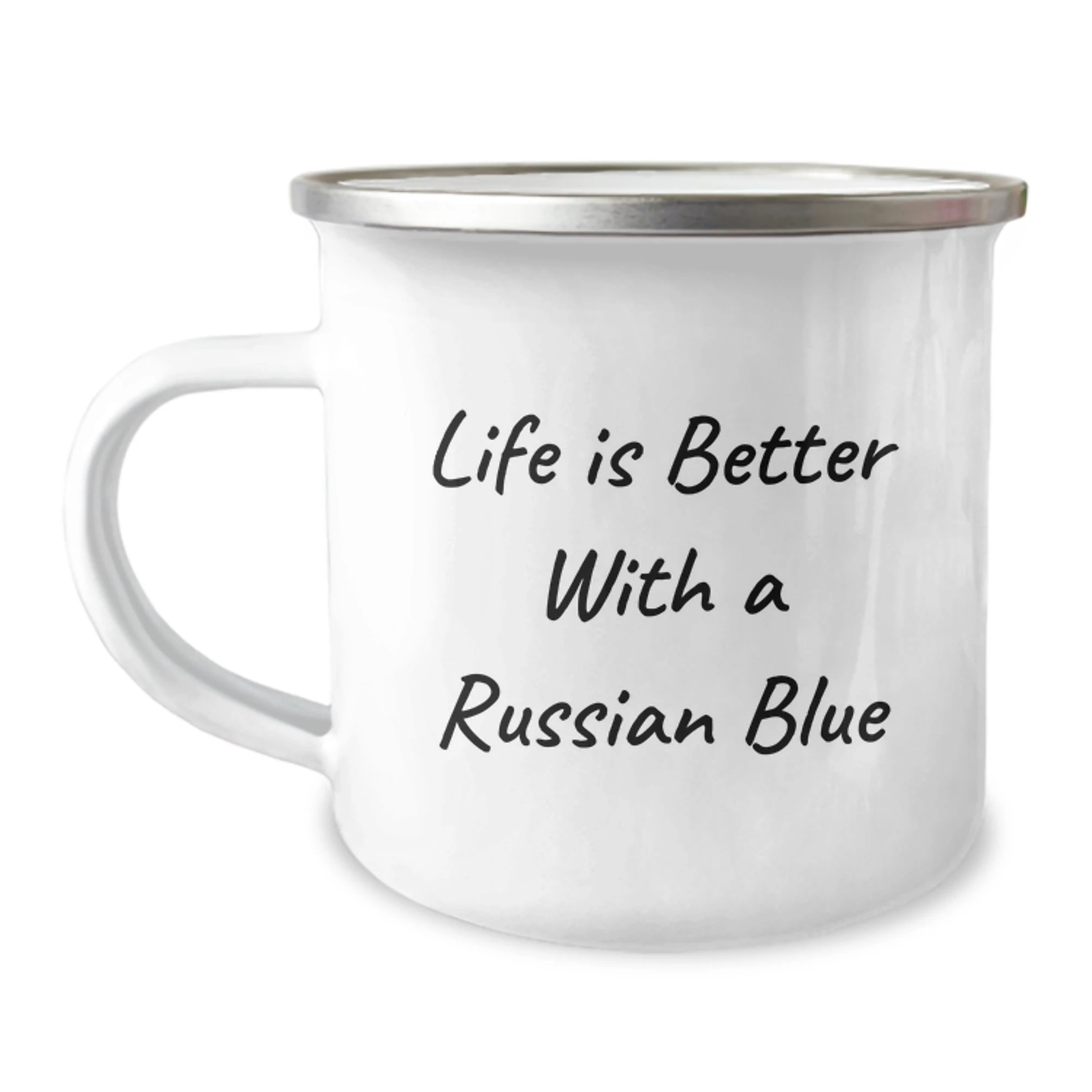 Russian Blue Cat Lover Funny Camping Mug Gifts from Men to Women on Valentine's Life Is Better With A Russian Blue