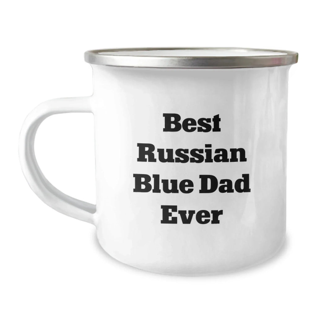 Russian Blue Cat Lover's Camping Mug, Best Dad Ever, Graduation Unique Gifts from Men to Russian Blue Cat Owners