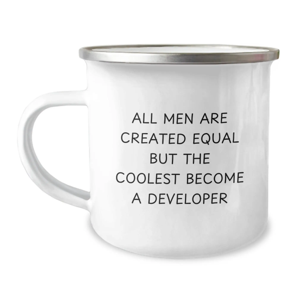 Developer Keepsake Camping Mug for Him Birthday Gift 12oz Enamel - Image 1