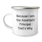 Funny Assistant Principal Gifts from Friends: Because I Am The Assistant Principal. That's Why. Graduation Camping Mug