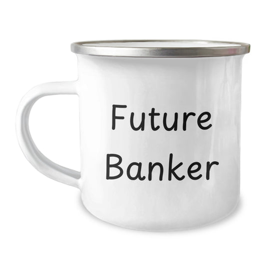 Funny Future Banker Gifts, Enamel Camping Mug for Bankers, Birthday Unique Gifts from Friends to Coworkers - Image 1