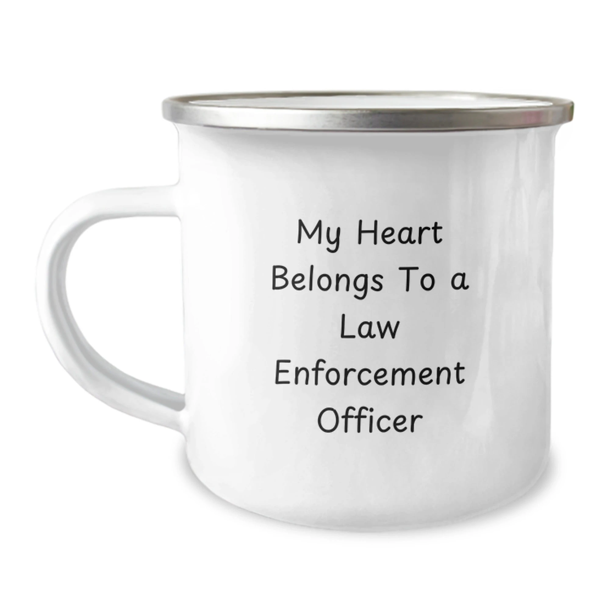 Funny Christmas Unique Gifts from Friends and Family for Law Enforcement Officers - My Heart Belongs To A Law Enforcement Officer Camping Mug