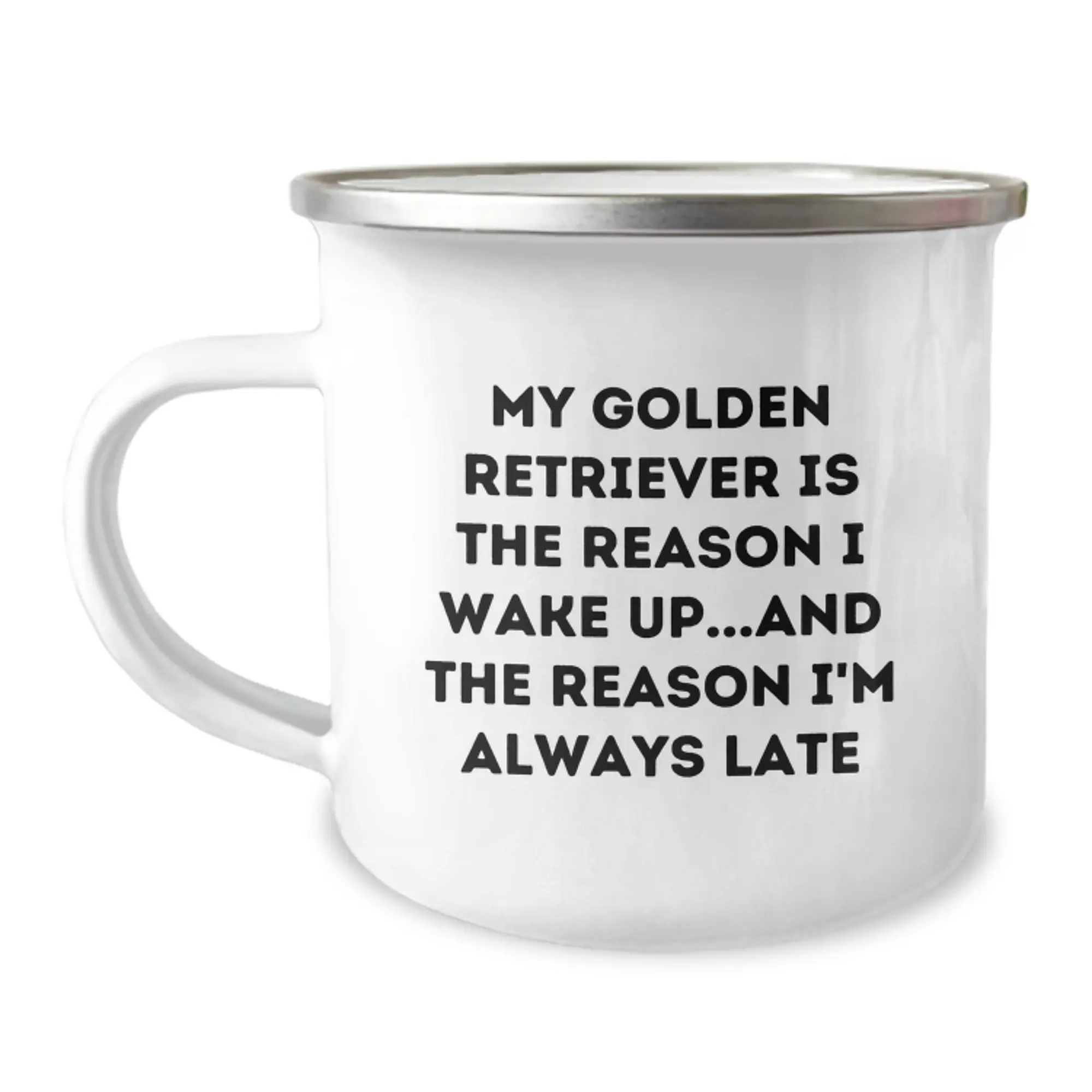 Funny Golden Retriever Dog Gifts from Men to Family - Birthday Unique Gifts for Dog Lovers - My Golden Retriever Is The Reason I Wake Up...and The Reason I'm Always Late - Camping Mug - Image 1