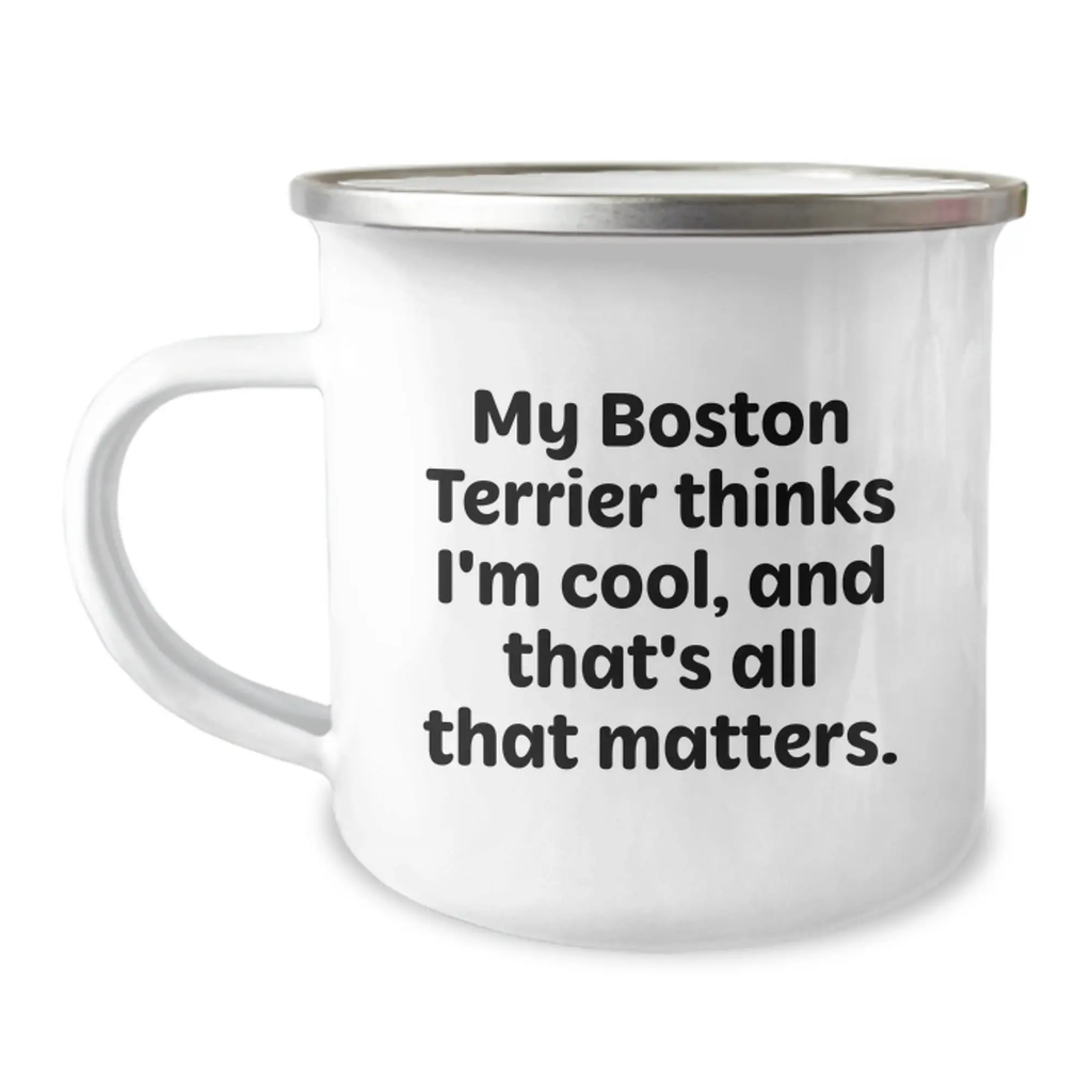 Funny Boston Terrier Dog Gifts, Birthday Unique Mugs for Men from Wife, Boston Terrier Camping Mug - Image 1