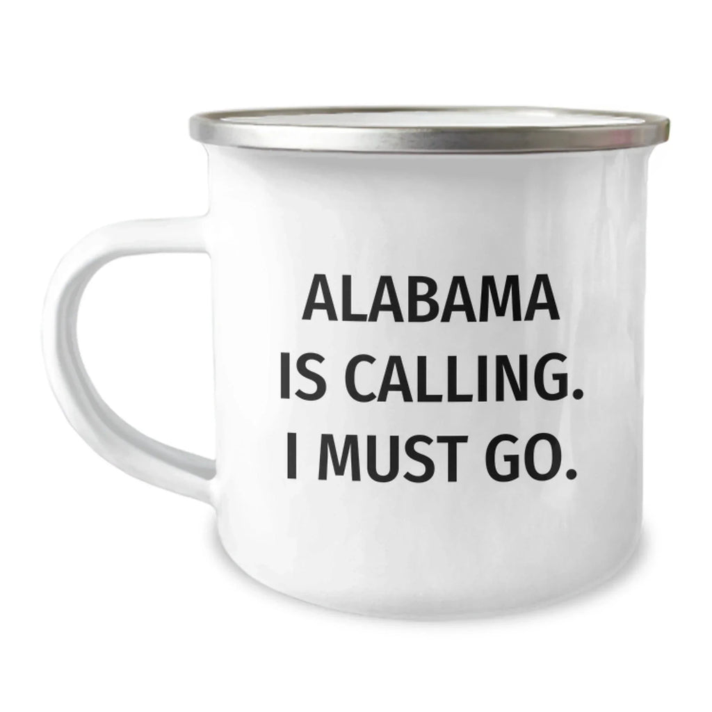 Alabama Camping Mug - Durable Stainless Steel Enamel Camp Cup With Permanent Print That Will Not Fade