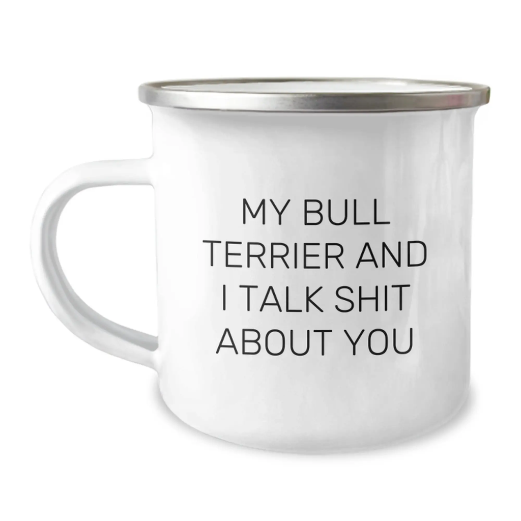 Bull Terrier Dog Lovers Funny Camping Mug, Unique Gifts for Men from Wife, Wife Gifts for Bull Terrier Dog - Image 1