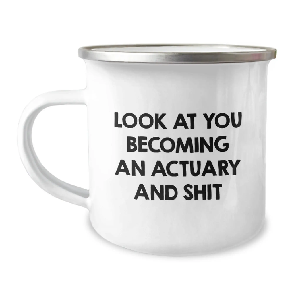 Playful Actuary Camping Mug Birthday Novelty Gift for Friends - Image 1