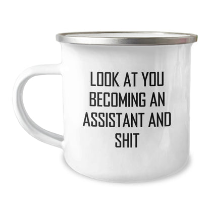 Funny Assistant Gifts from Friends for Assistant Men, Unique Christmas Unique Gifts, Camping Mug for Assistant, Look At You Becoming An Assistant And Shit - Image 1