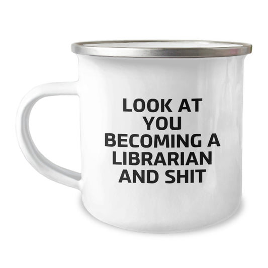 Librarian Camping Mug Gifts from Friends for Librarian Funny Quote Birthday Unique Gifts from Librarian Enthusiasts - Image 1