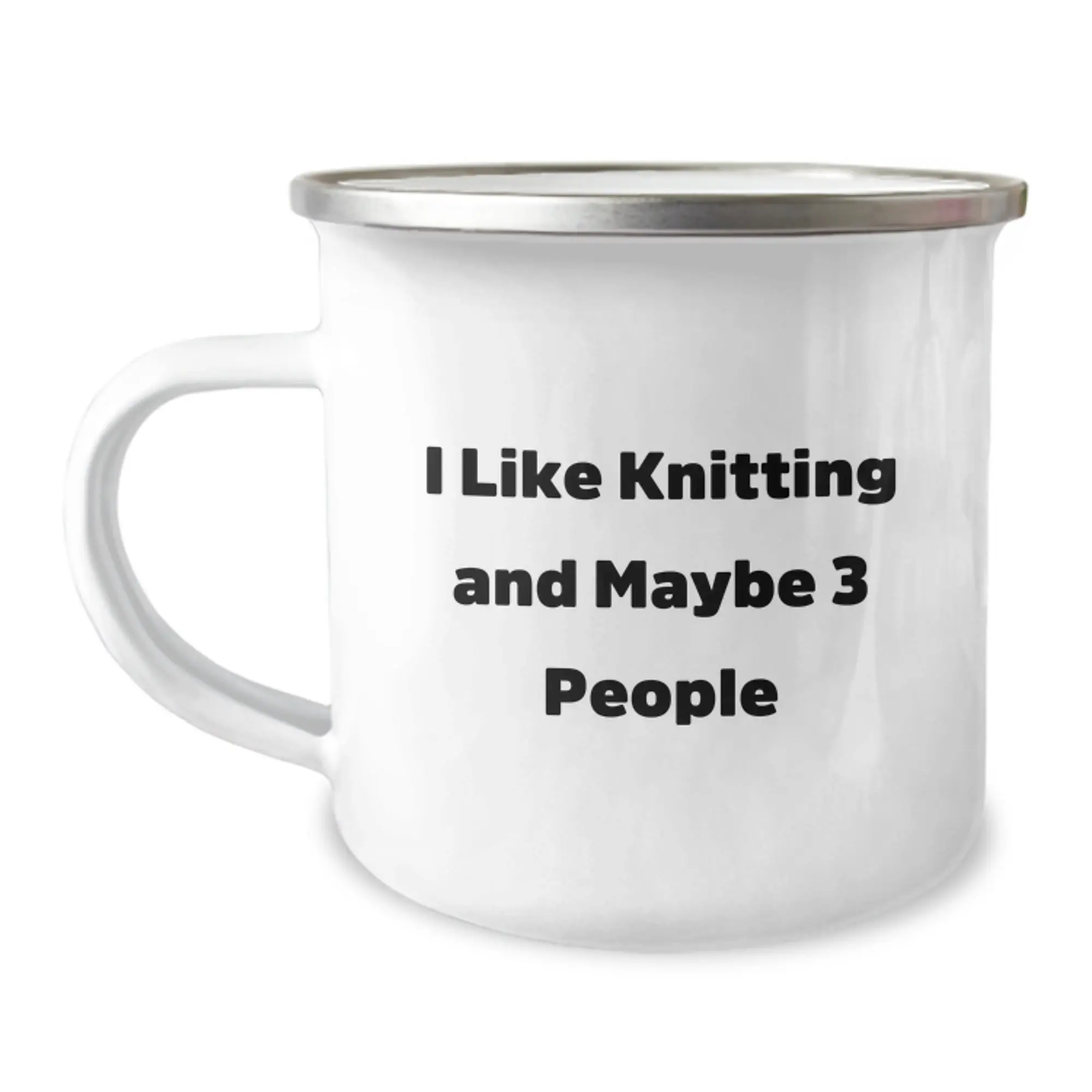 Funny Knitting Gifts from Friends, Unique Graduation Mug for Knitting Enthusiast, Camping Mug with 'I Like Knitting And Maybe 3 People' Quote - Image 1
