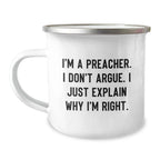 Funny Preacher Gifts from Family for Preacher Men Camping Mug- Christmas Unique Gift