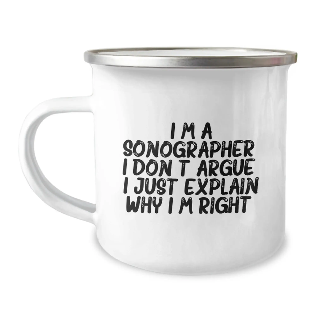 Sonographer Keepsake Camping Mug for Him Birthday Gift with Enamel - Image 1