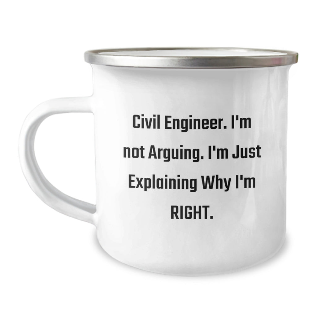 Civil Engineer Gift for Him - Keepsake Camping Mug with Witty Saying - Image 1