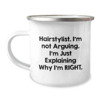 Funny Hairstylist Gifts from Friends, Unique Graduation Unique Gifts for Hairstylist, Funny Camping Mug with Hairstylist Quote - Image 1