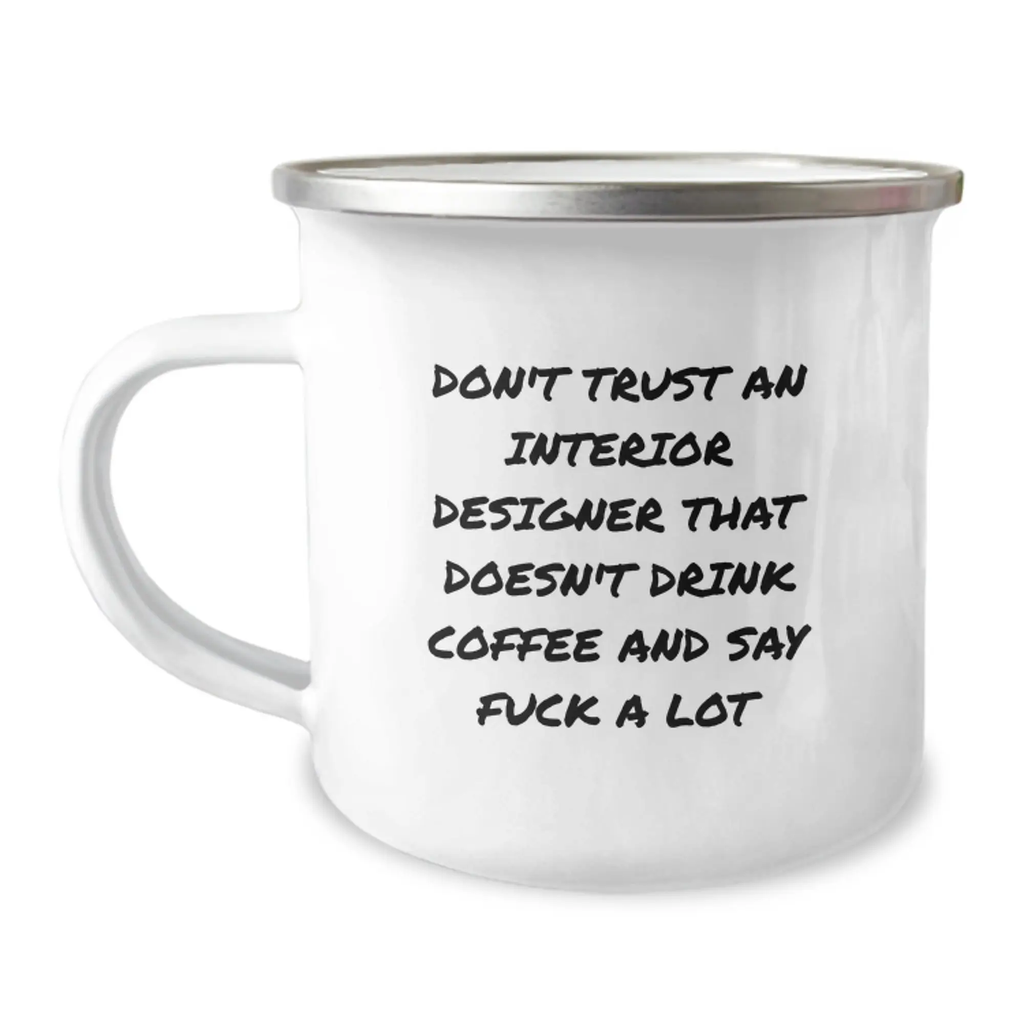 Interior Designer Keepsake Camping Mug for Him Birthday Gift with Coffee - Image 1