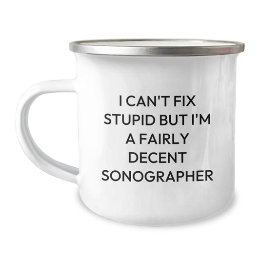 Funny Sonographer Gifts for Men, 'I Can't Fix Stupid' Camping Mug, Unique Christmas Ideas for Friends, Coworkers, Family - Image 1