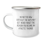 Funny Inspirational Gifts from Men to Athletic Trainer Graduation Unique Gifts - No Matter How Difficult The Days May Get, Never Forget The Reason You Became an Athletic Trainer - Camping Mug - Image 1
