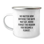 Funny Inspirational Gifts for Florist, Christmas Unique Mugs for Men Women Friends, Gifts from Florist to Florist with No Matter How Difficult The Days May Get Quote