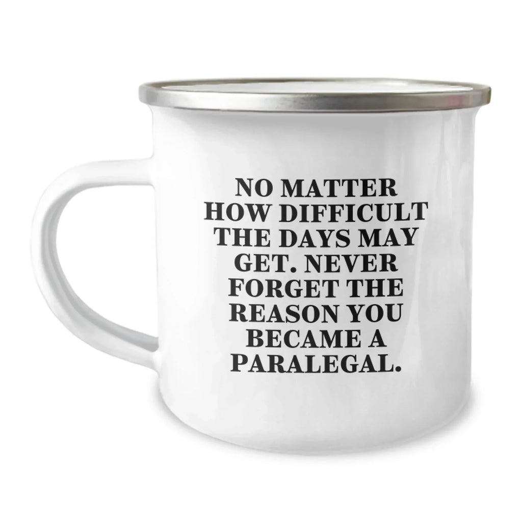 Funny Paralegal Gifts for Him, Inspirational Camping Mug from Friends, Christmas Unique Paralegal Mugs with Quote - Never Forget You Became a Paralegal