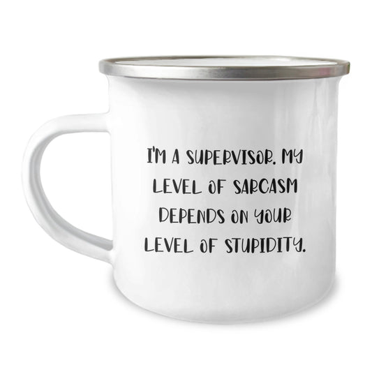 Funny Gifts from Men for Supervisor Christmas Unique Mugs I'm A Supervisor My Level Of Sarcasm Depends On Your Level Of Stupidity - Image 1